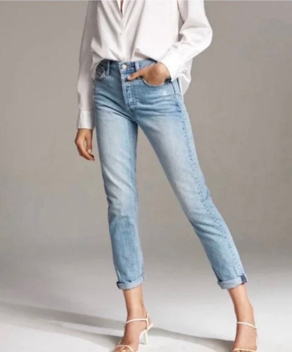 Aritzia Denim Forum Ex Boyfriend Jeans Organic Cotton Light Wash Women Size 27